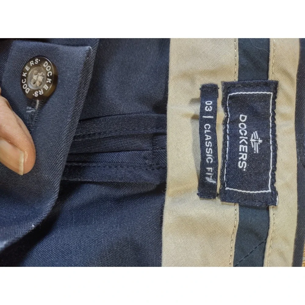 Dockers D3 Classic Fit Pleated Dress Pants Men's 42x30 Navy Blue NWT